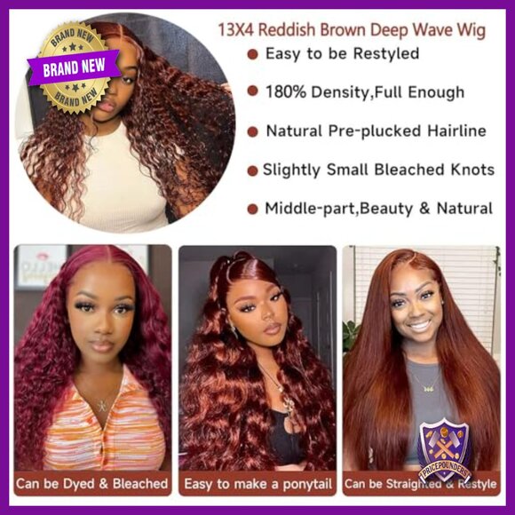 24 Inch Human Hair Deep Wave Lace Front Wig 13x4 HD Lace